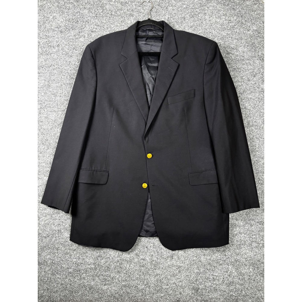 Brooks‎ Brothers Blazer Men 46L Navy Blue Loro Piana Wool Gold Buttons Academia